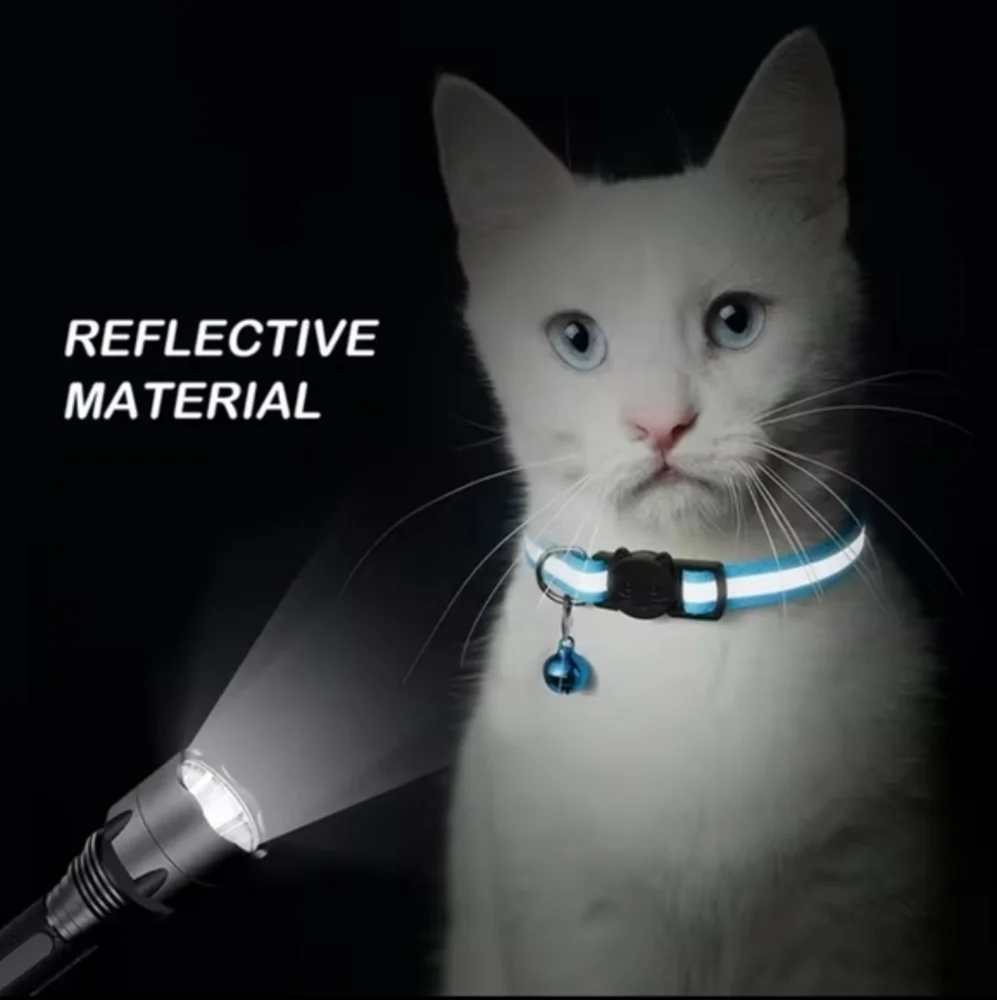Reflective Adjustable Breakaway Cat Collar‎ Nylon Strip Sky Blue